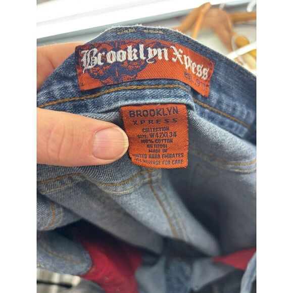 Vintage Y2K Brooklyn Express Jeans 42x31 Baggy Wide Leg Grunge Skater JNCO Style - Picture 6 of 7